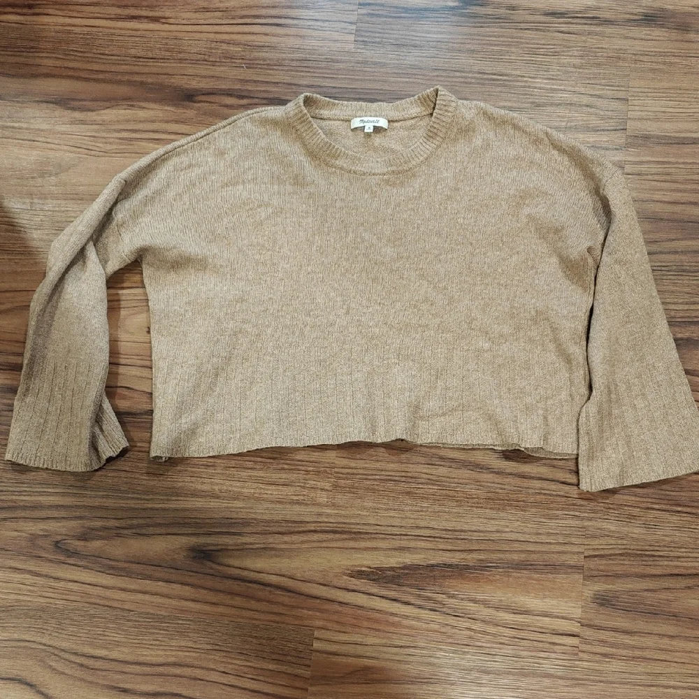 Madewell Camel Cropped Knit Sweater - Picture 3 of 6